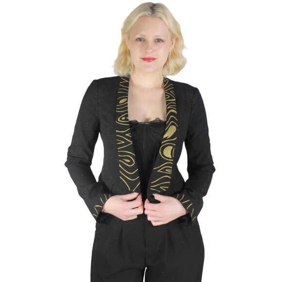 Desperately Seeking 80s Pyramid Style Size XS/Small Black Glitter Susan Jacket - Picture 3 of 9